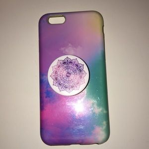 iPhone 6/6s case nebula galaxy & mandala popsocket
